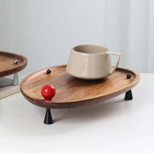 Wooden tray with a cup on a white surface, featuring the brand 'ZIZI Fish'.