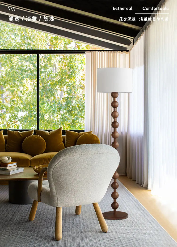 Bobble wood floor and table lamp