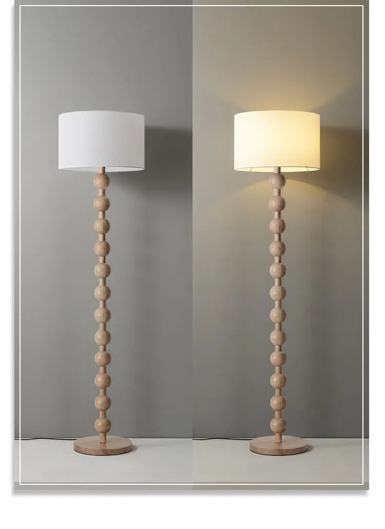Bobble wood floor and table lamp