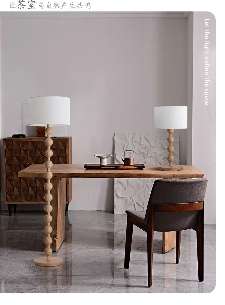 Bobble wood floor and table lamp