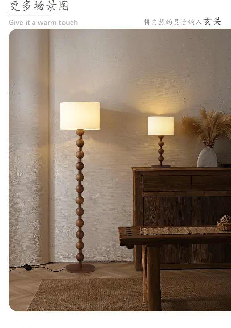 Bobble wood floor and table lamp