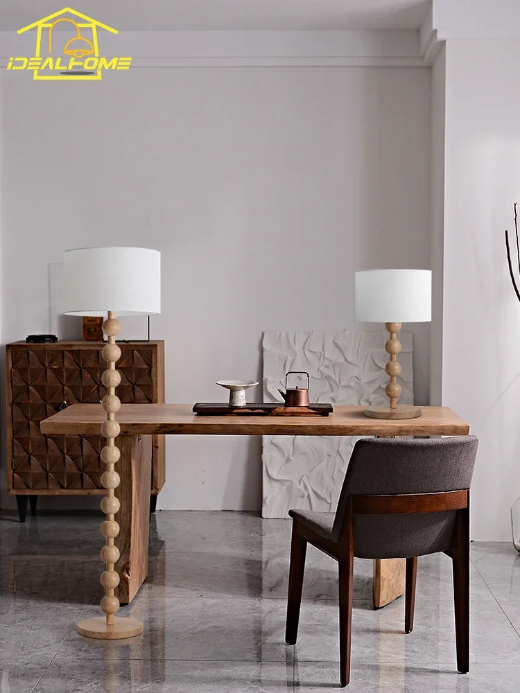 Bobble wood floor and table lamp