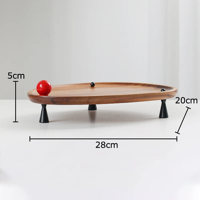 Wooden tray with dimensions labeled on a white background