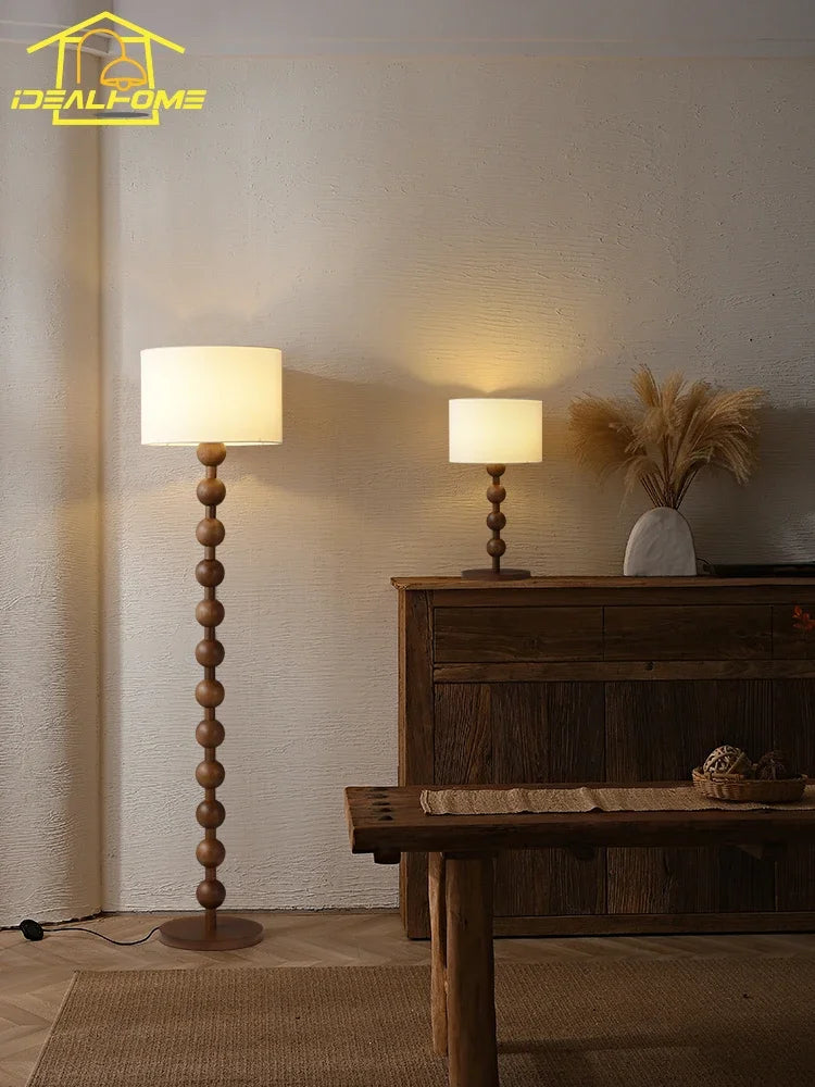 Bobble wood floor and table lamp