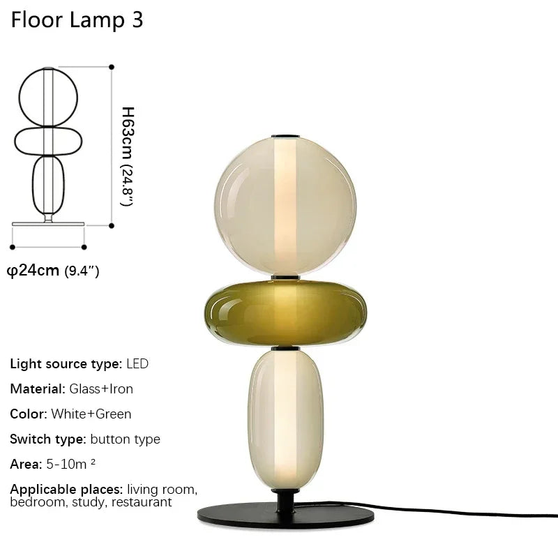 Floor lamp with dimensions and specifications on a white background