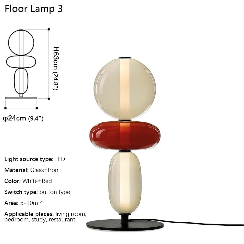 Floor lamp with dimensions and specifications on a white background