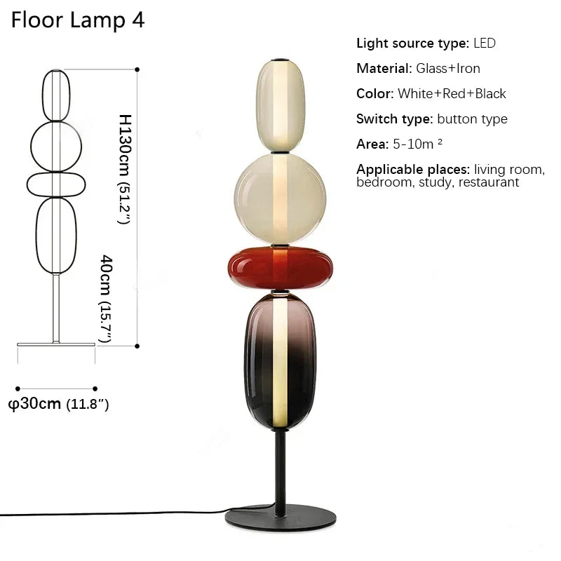 Floor lamp with dimensions and specifications on a white background