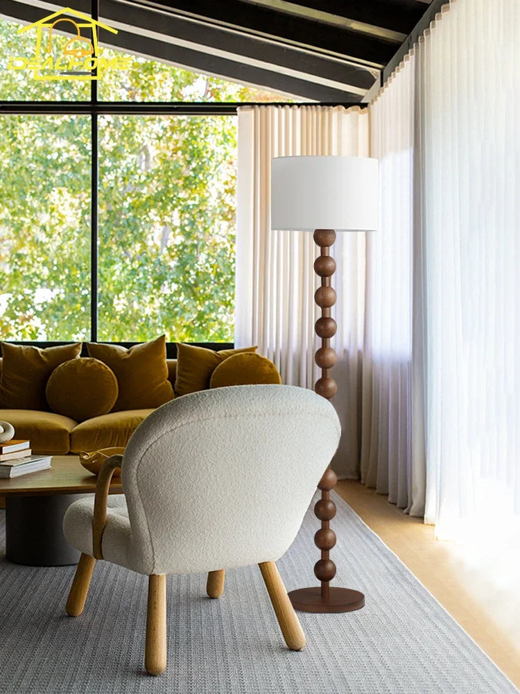 Bobble wood floor and table lamp