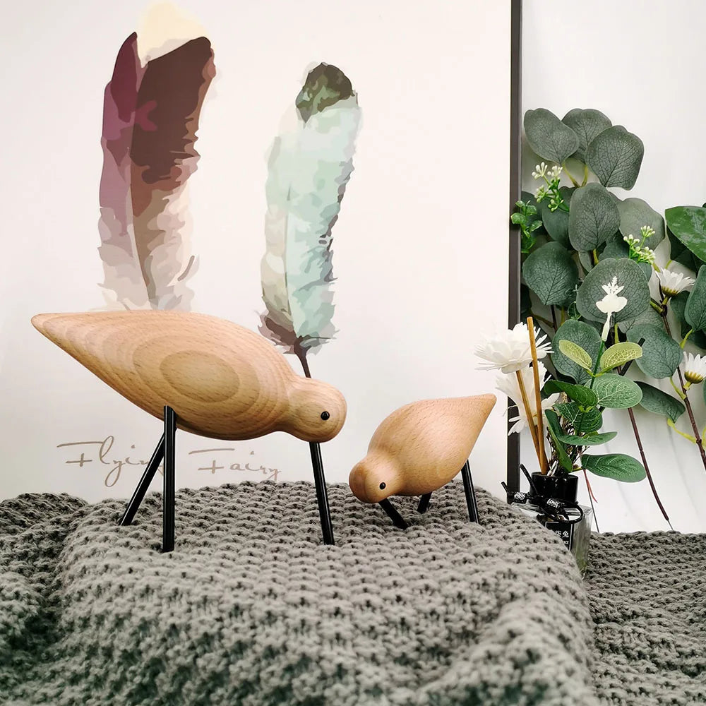 Beech Wooden Bird Family