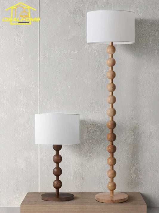 Bobble wood floor and table lamp