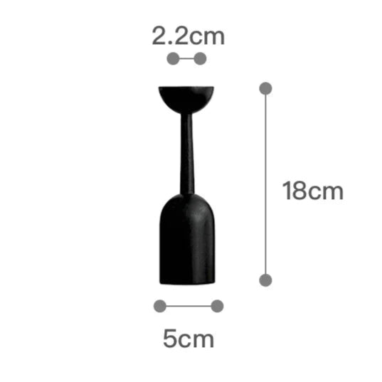 Black vase with measurements on a white background