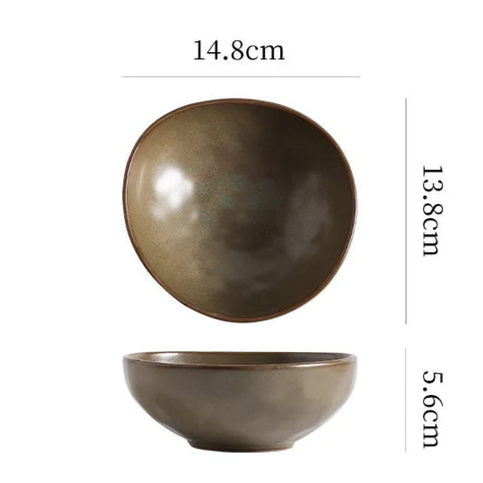 Measurement chart of a ceramic bowl with dimensions and weight information.