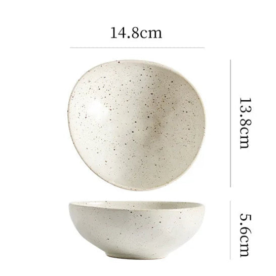 Measurement chart of a ceramic bowl with dimensions and weight information.