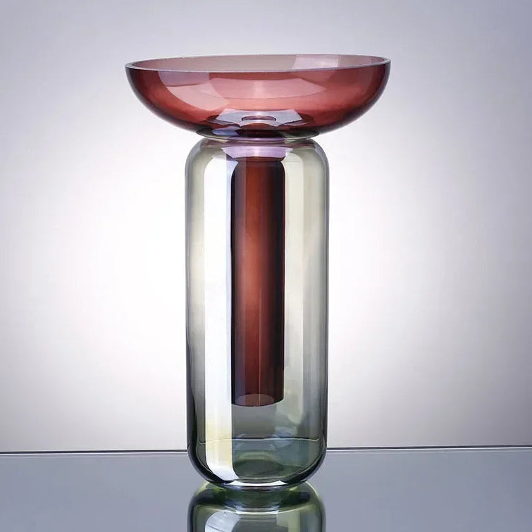 Hydroponic Glass Vessels with plant roots visible in water